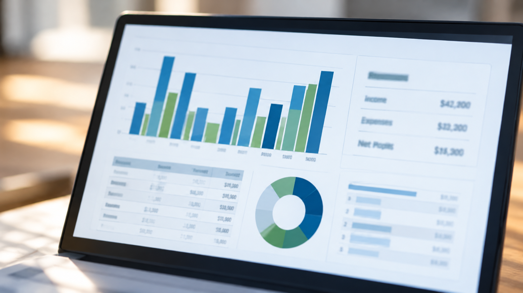 Financial dashboard on a laptop